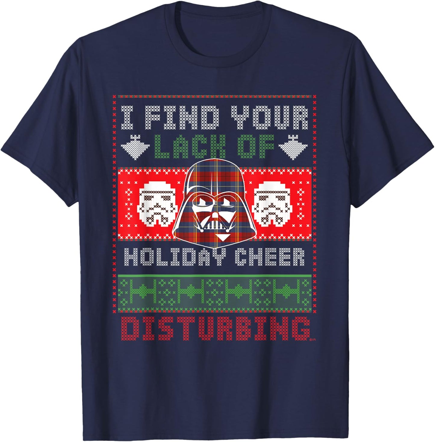 Star Wars Darth Vader Ugly Christmas Sweater T-Shirt - T-Shirt | Navy