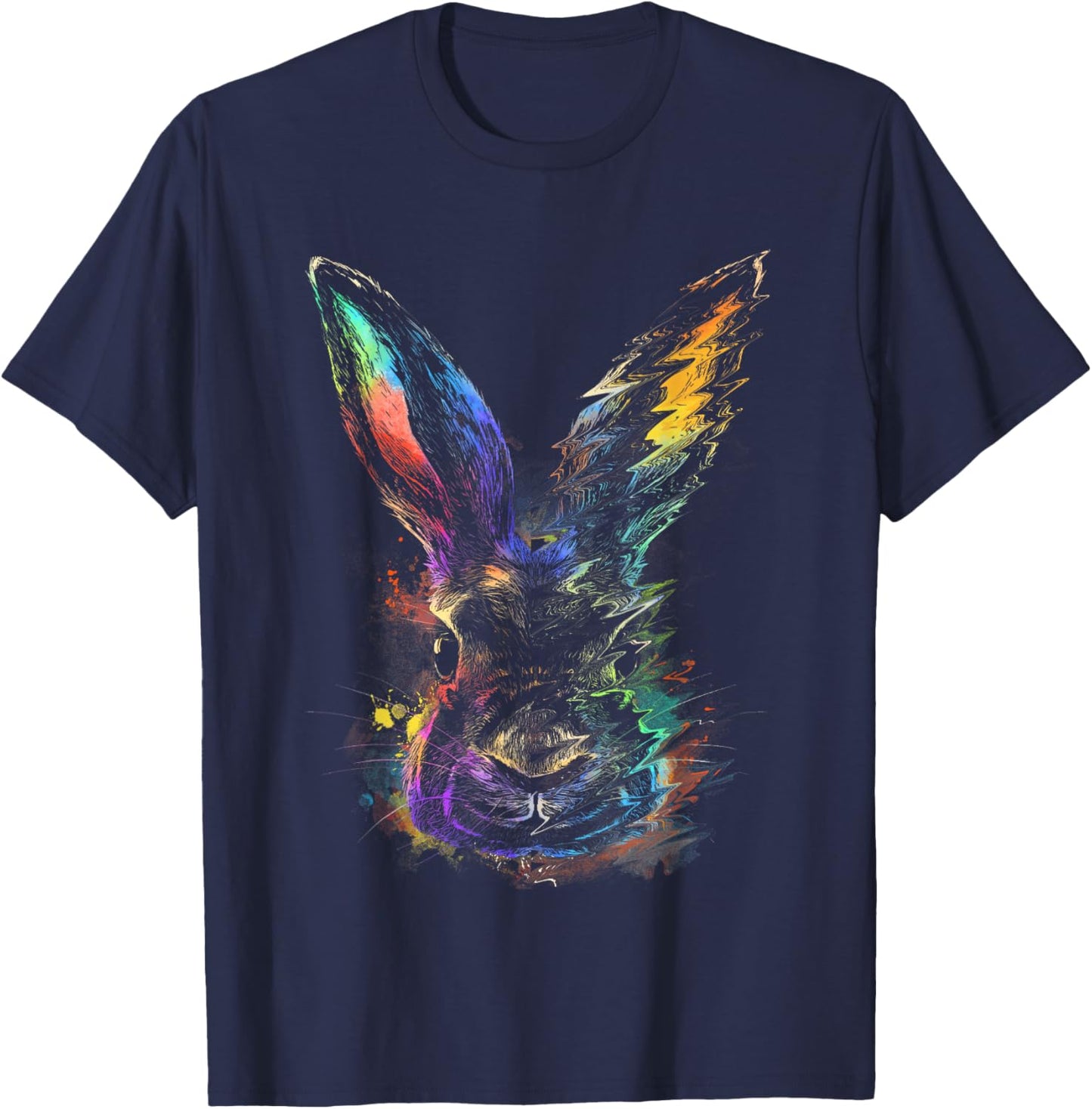 Rabbit Animal Art Colourful Artwork R T-Shirt - T-Shirt | Navy