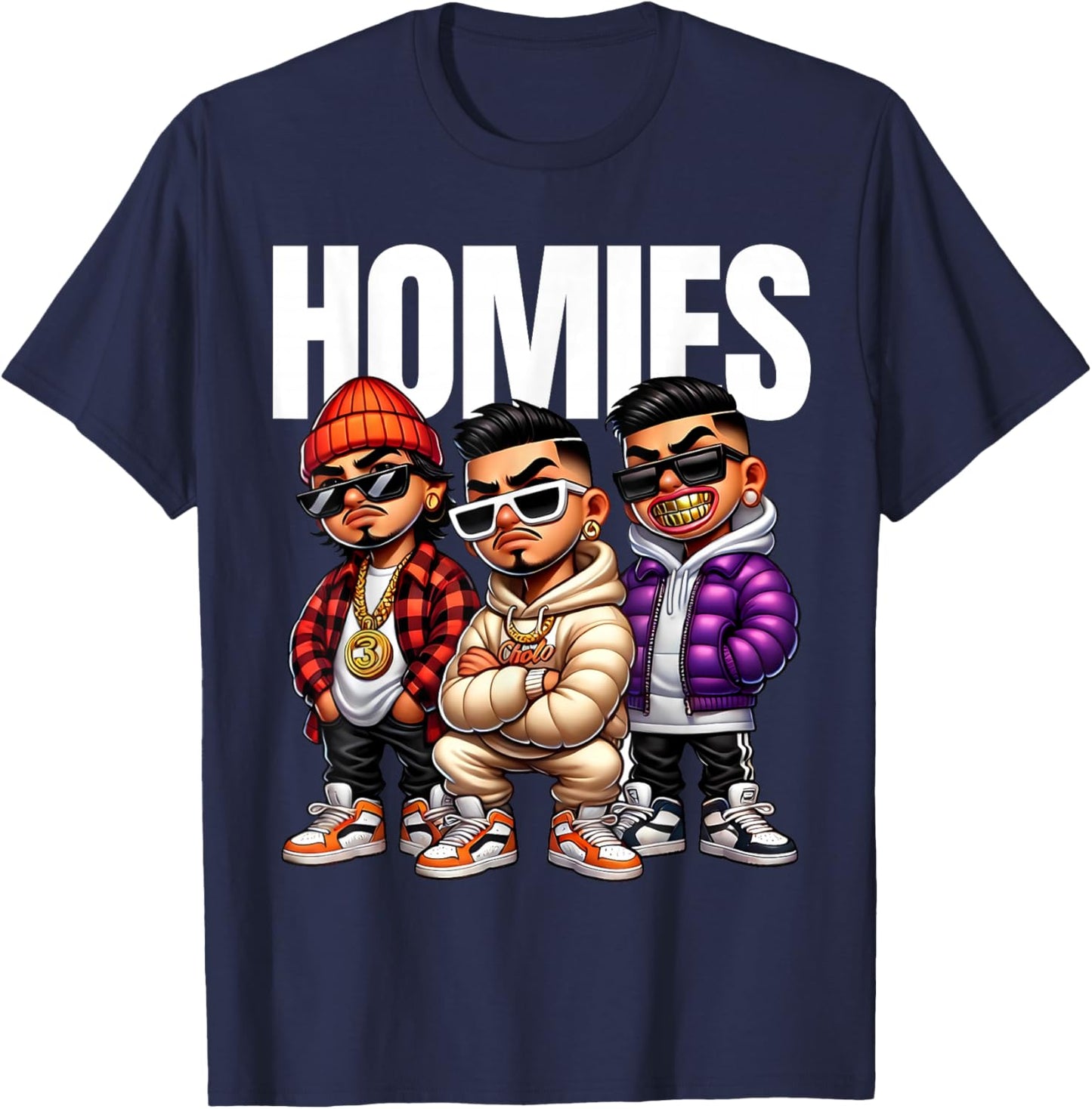 Cool Urban Cholo Cultura Chicano Latino Mexican Pride Homies T-Shirt - T-Shirt | Navy