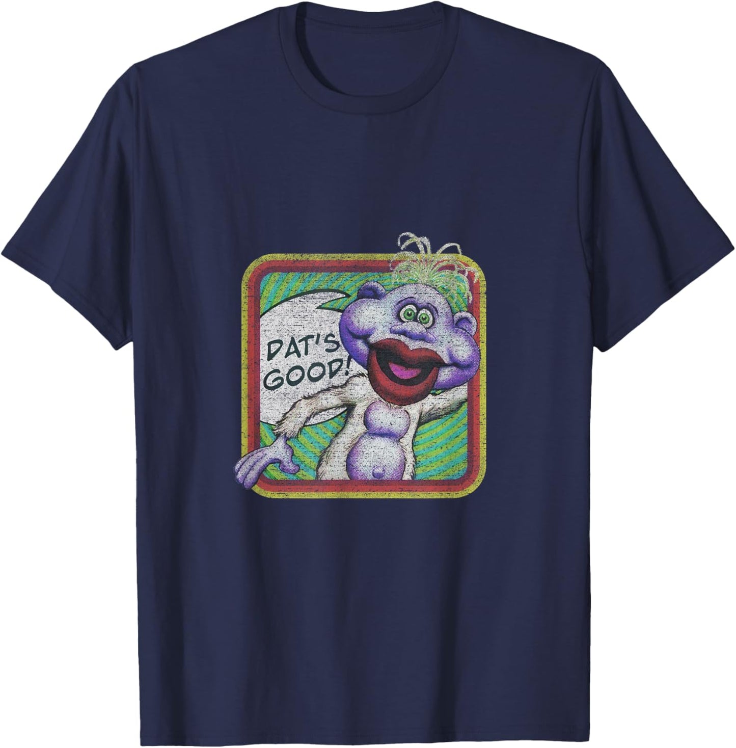 Jeff Dunham Peanut Retro Washed -Adult , Black, Small, Short Sleeve, Cartoon, Retro, Straight Fit, Polyester 100% T-Shirt - T-Shirt | Navy