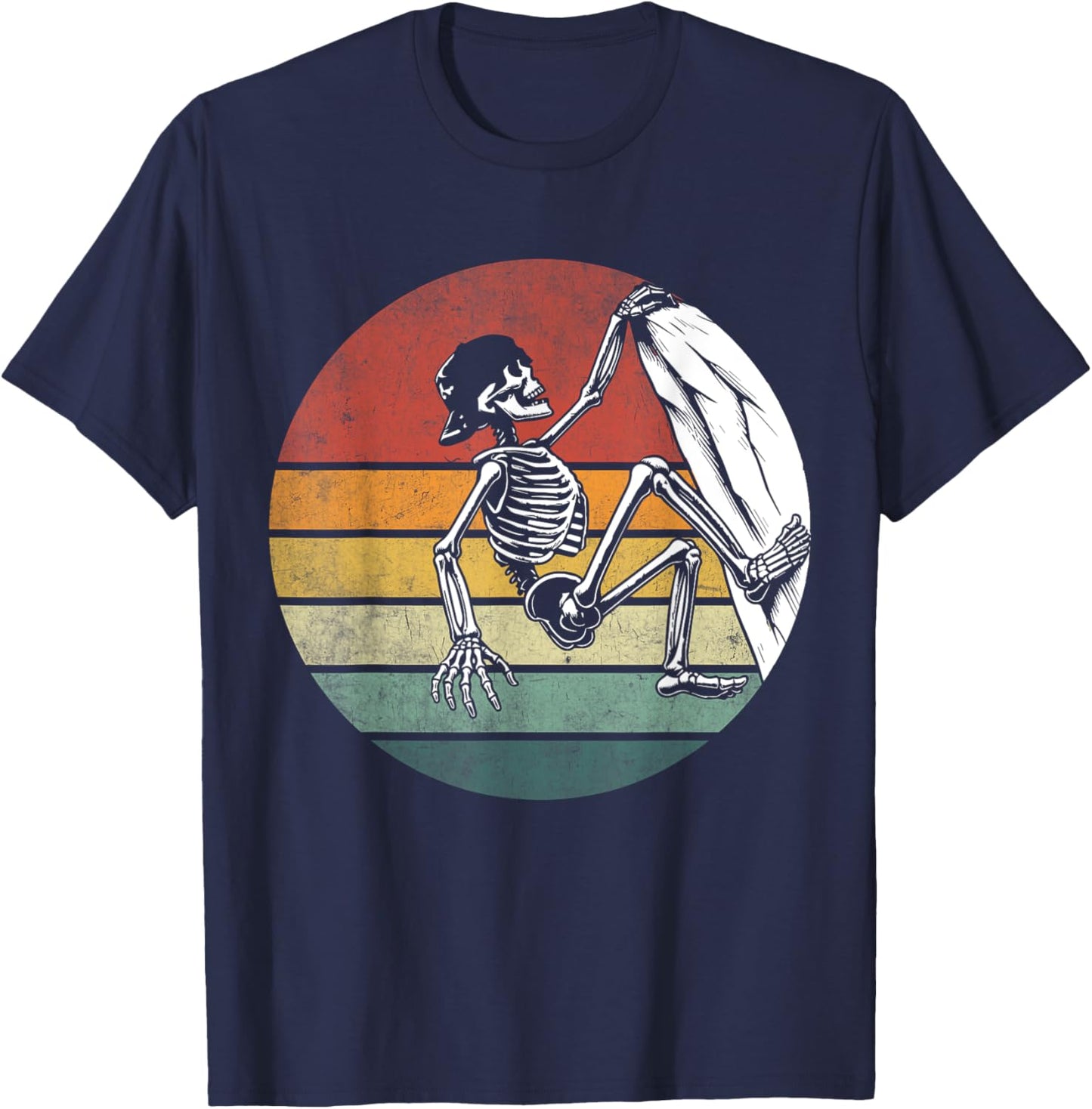 Halloween Skeleton Climber Vintage Skeleton Rock Climbing T-Shirt - T-Shirt | Navy