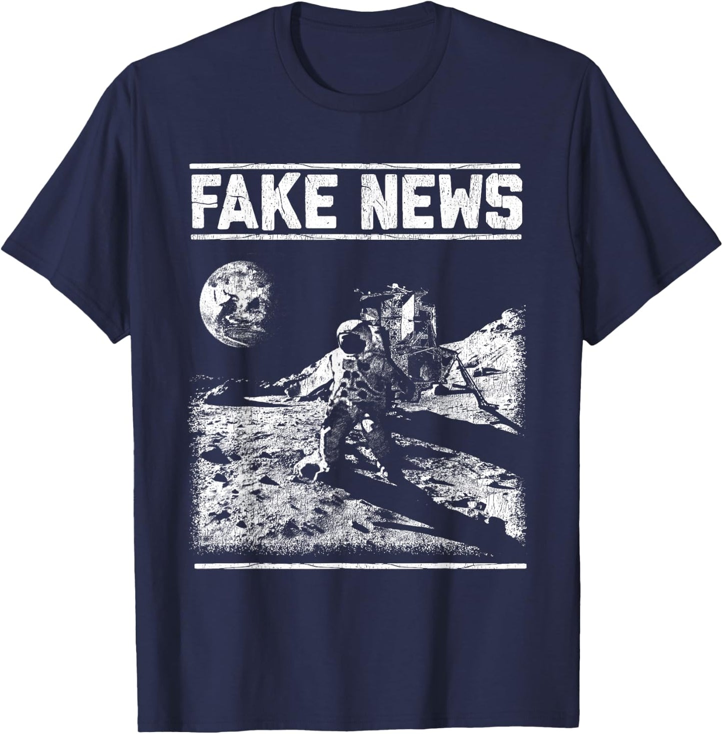 Moon Landing Hoax Apollo 11 1969 Conspiracy Fake T-Shirt - T-Shirt | Navy