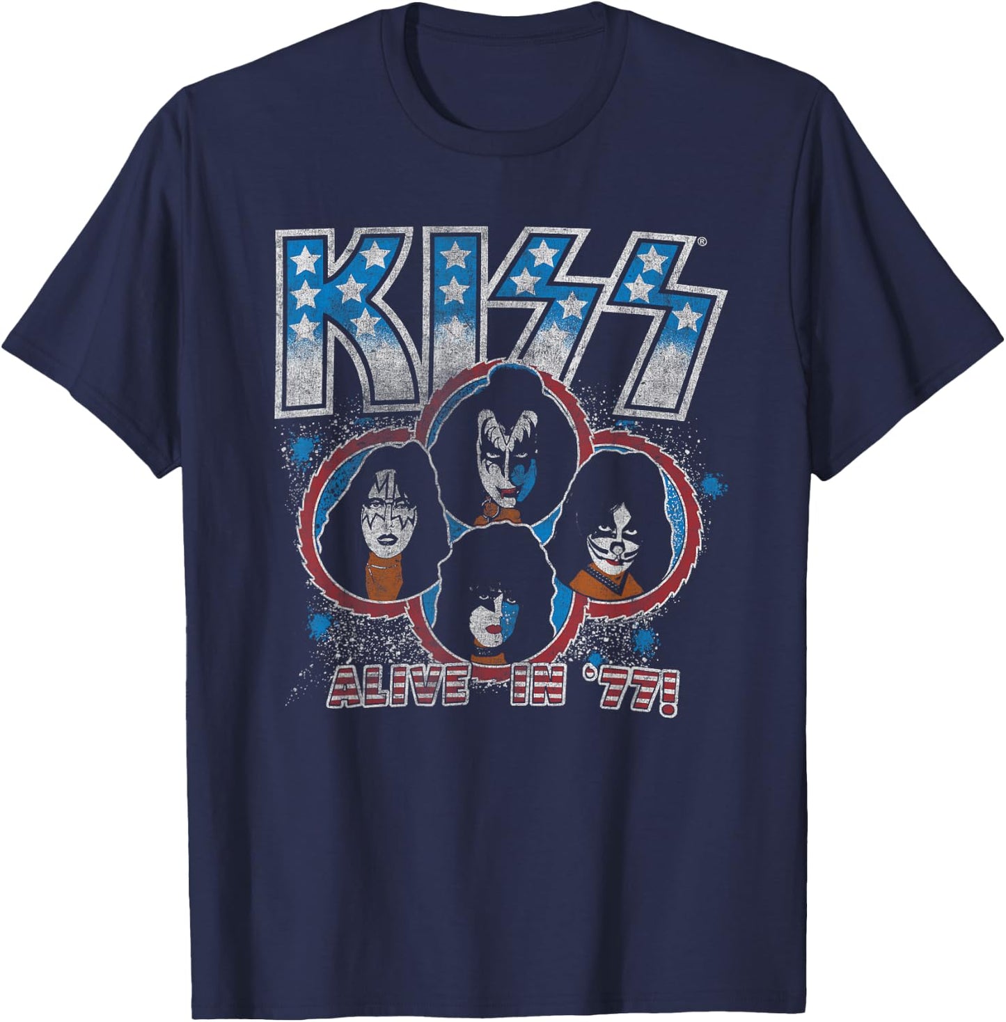 KISS - Alive in 77 T-Shirt - T-Shirt | Navy