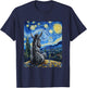 Donkey Van Gogh Style Starry Night Funny Graphic T-Shirt - T-Shirt | Navy