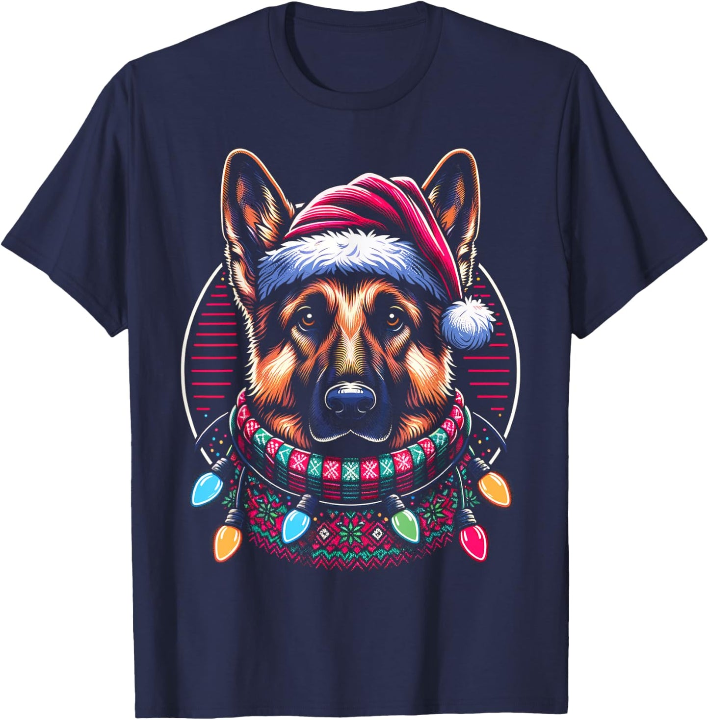 Christmas German Shepherd Xmas Shepherd Mom Dog Lover T-Shirt - T-Shirt | Navy