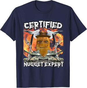 Cowboy-Meme mit Chicken Nugget Man Face T-Shirt - T-Shirt | Navy