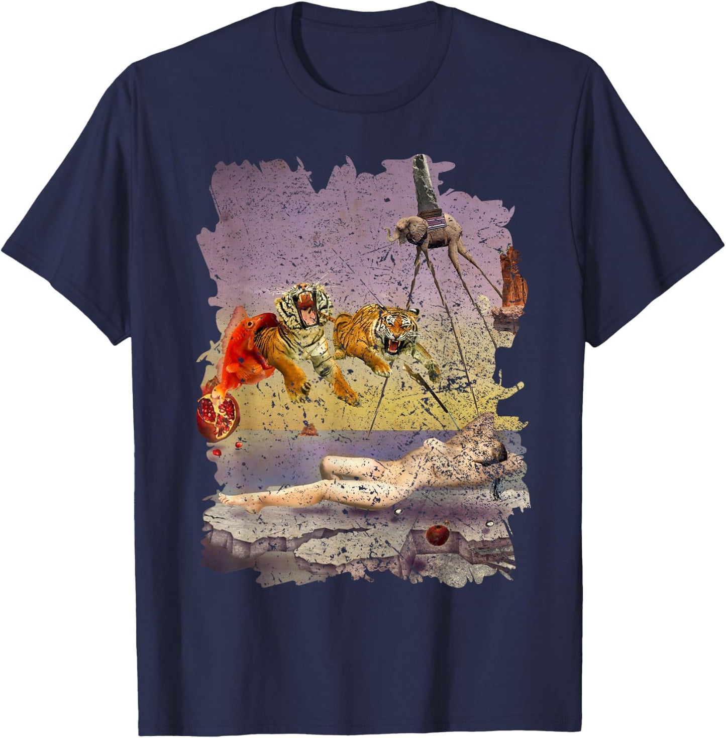 Dream Caused by the Flight of a Bee Famous Painting By Dali T-Shirt - T-Shirt | Navy