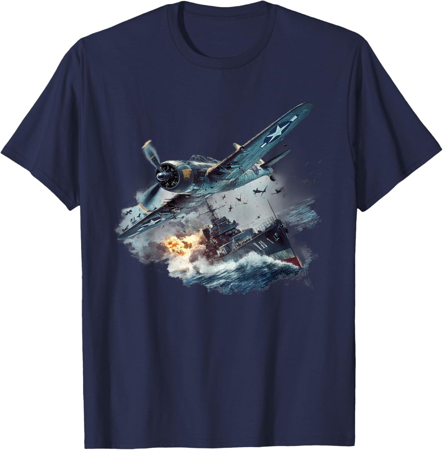 Military F&L Design Co. Ww2 Battleship Fighter Planes Naval Warfare T-Shirt - T-Shirt | Navy