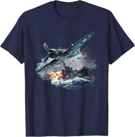 Military F&L Design Co. Ww2 Battleship Fighter Planes Naval Warfare T-Shirt - T-Shirt | Navy