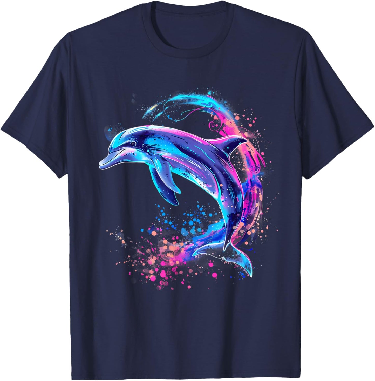 Dolphin Ocean Sea Animal Lover Artwork Sea Ocean Dolphin T-Shirt - T-Shirt | Navy