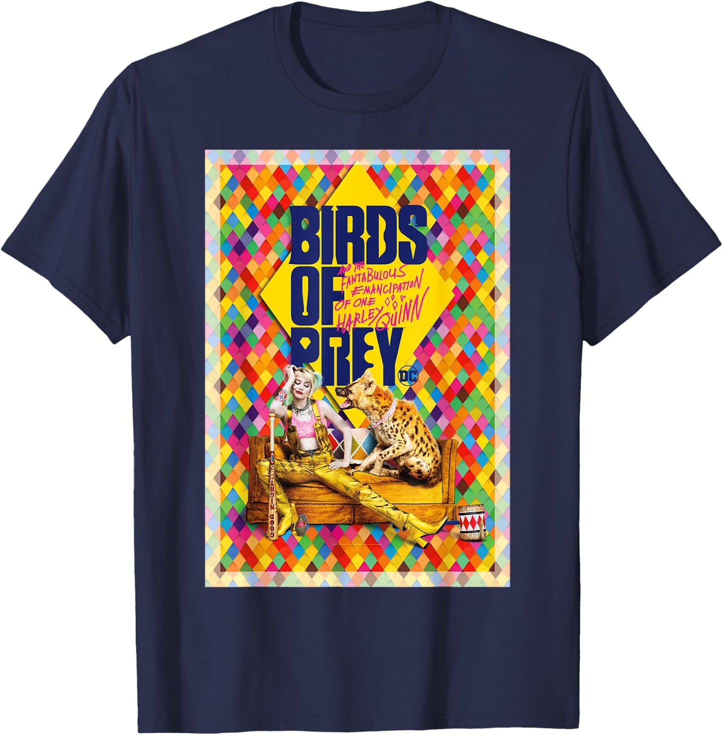 Birds Of Prey Harley Quinn Colorful Diamonds Poster T-Shirt - T-Shirt | Navy