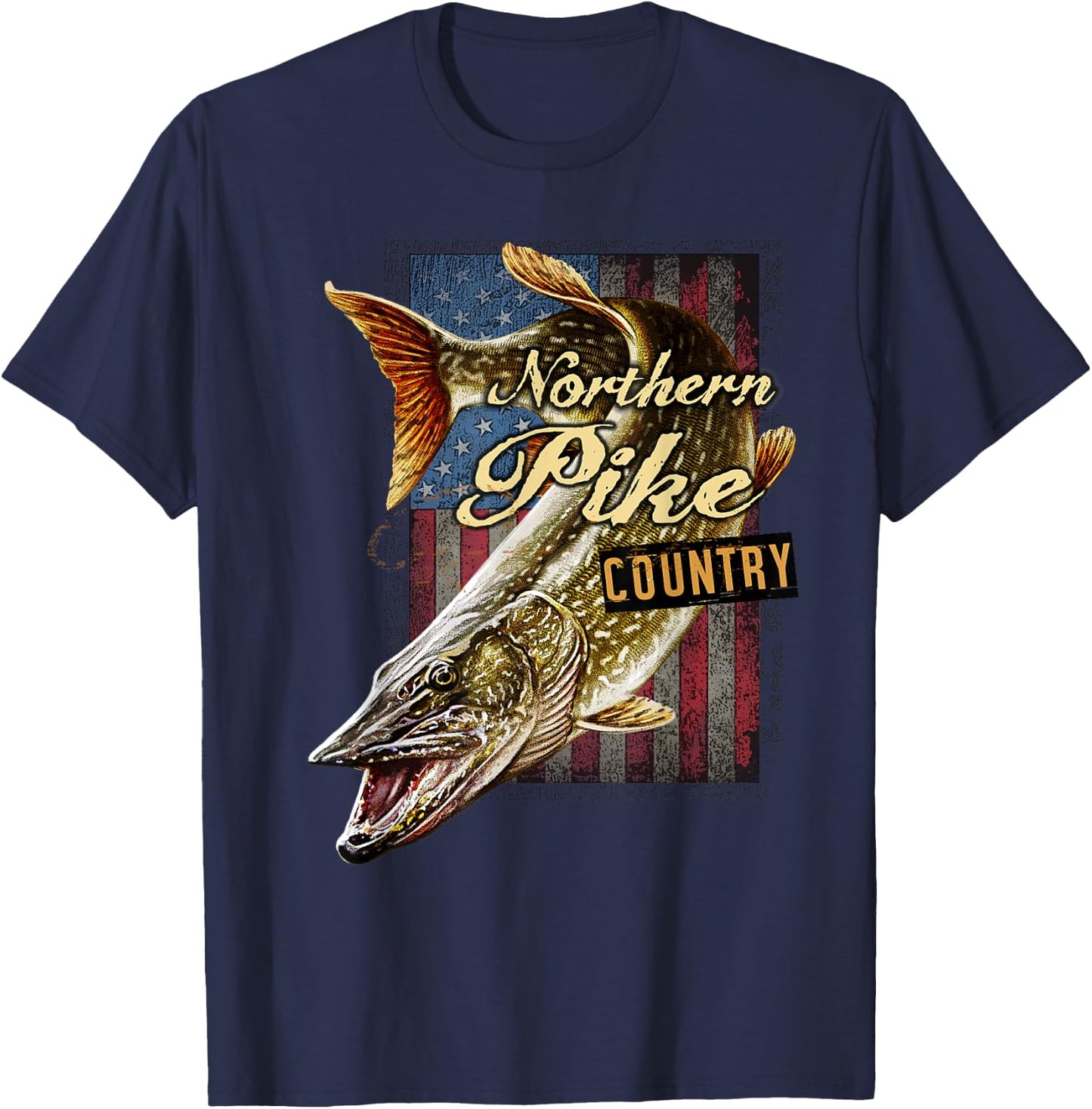Northern Pike Country, Northern Pike fishing T-Shirt - T-Shirt | Navy