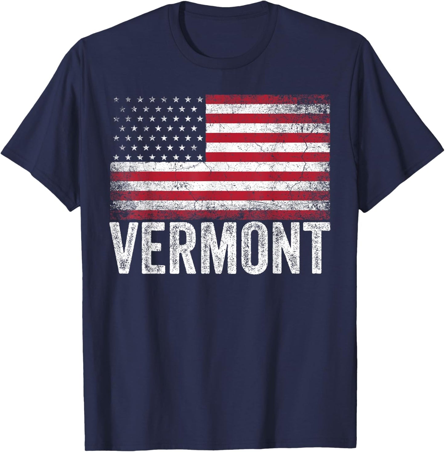 Vermont American Flag 4th of July Vintage Men Women USA T-Shirt - T-Shirt | Navy