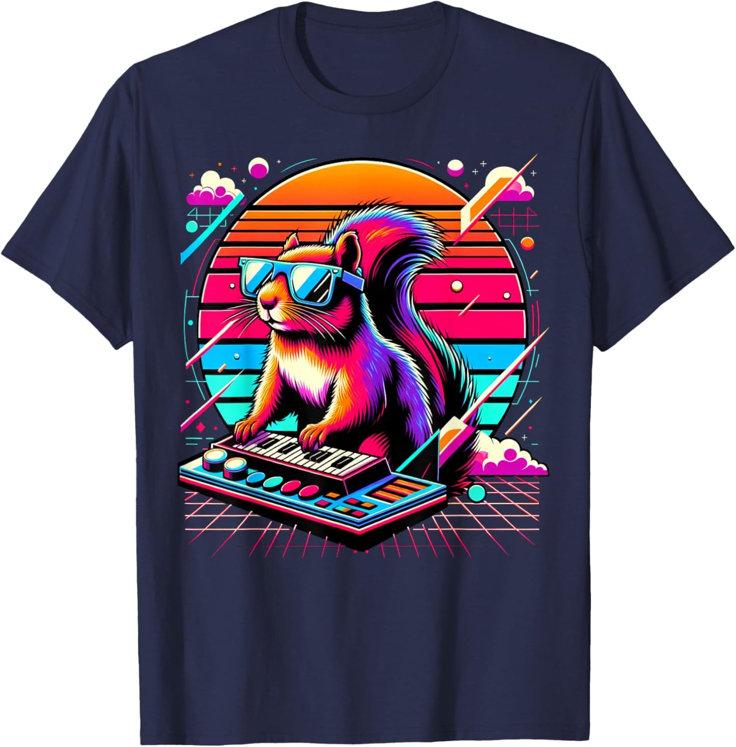 and Kids Vintage Retro Squirrel Lover T-Shirt - T-Shirt | Navy