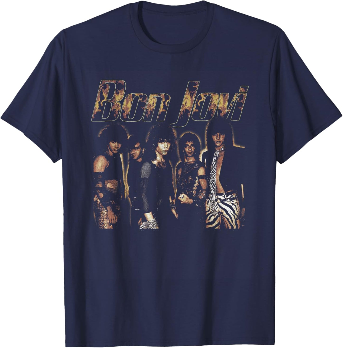 Official Bon Jovi Flames T-Shirt - T-Shirt | Navy