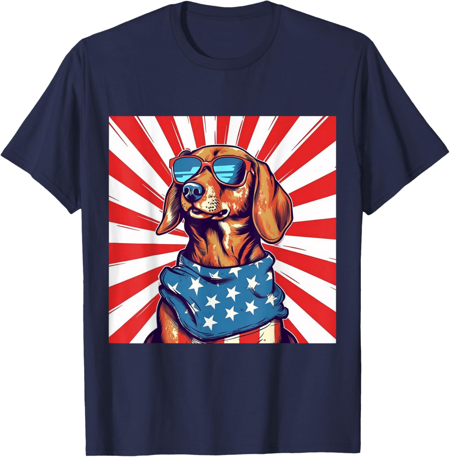 4th of July Funny Dachsund Weiner Dog Weenie USA America T-Shirt - T-Shirt | Navy