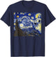 Cat , Starry Night Cat, Cat Shirt, Van Gogh Cat T-Shirt - T-Shirt | Navy
