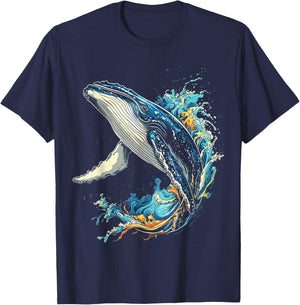 Buckelwal Tier Grafik Illustration Buckelwal T-Shirt - T-Shirt | Navy