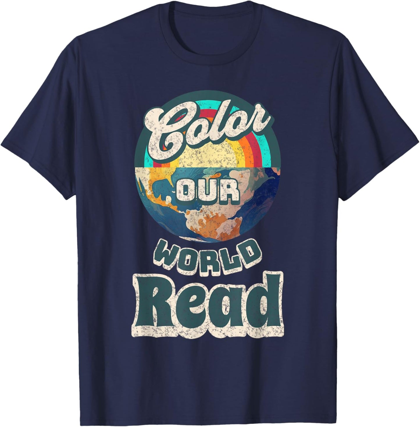 Reading is a Super Power Color Our World READ T-Shirt - T-Shirt | Navy