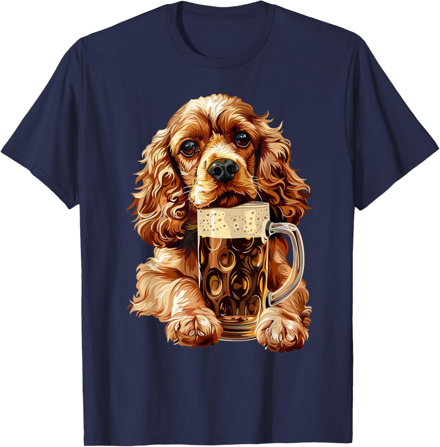 Cocker Spaniel Beer T-Shirt - T-Shirt | Navy
