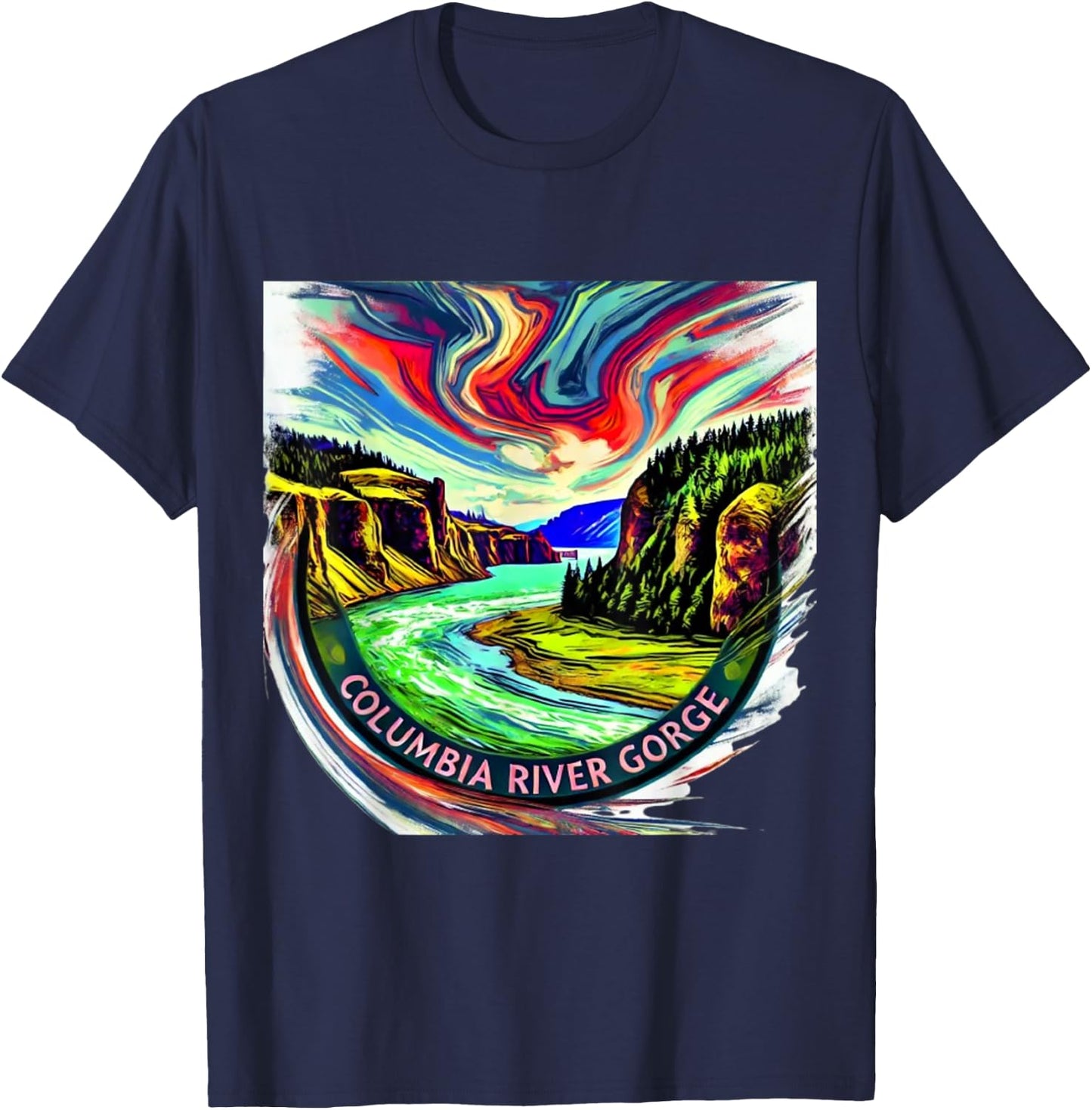 Columbia River Gorge artsy T-Shirt - T-Shirt | Navy
