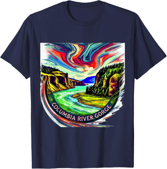Columbia River Gorge artsy T-Shirt - T-Shirt | Navy