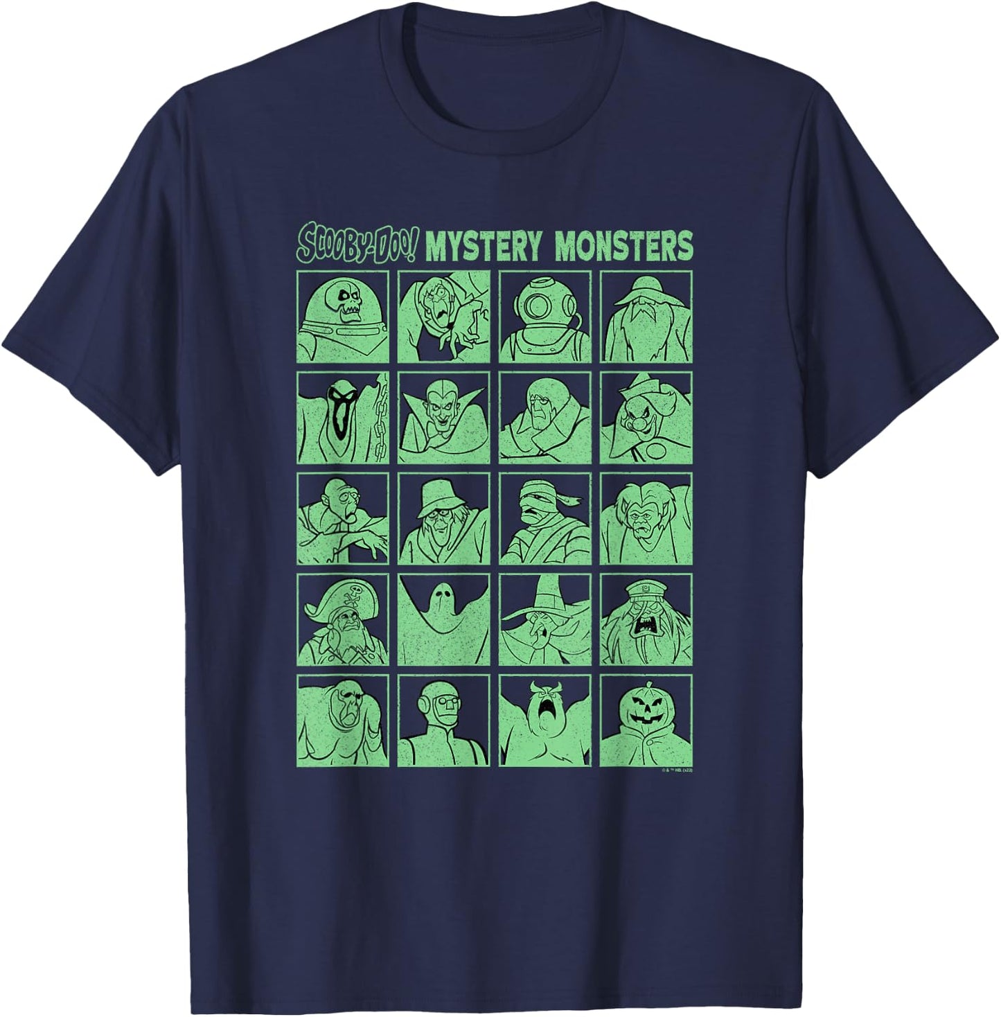 Scooby-Doo Mystery Monsters Group Shot Panels Numerous T-Shirt - T-Shirt | Navy