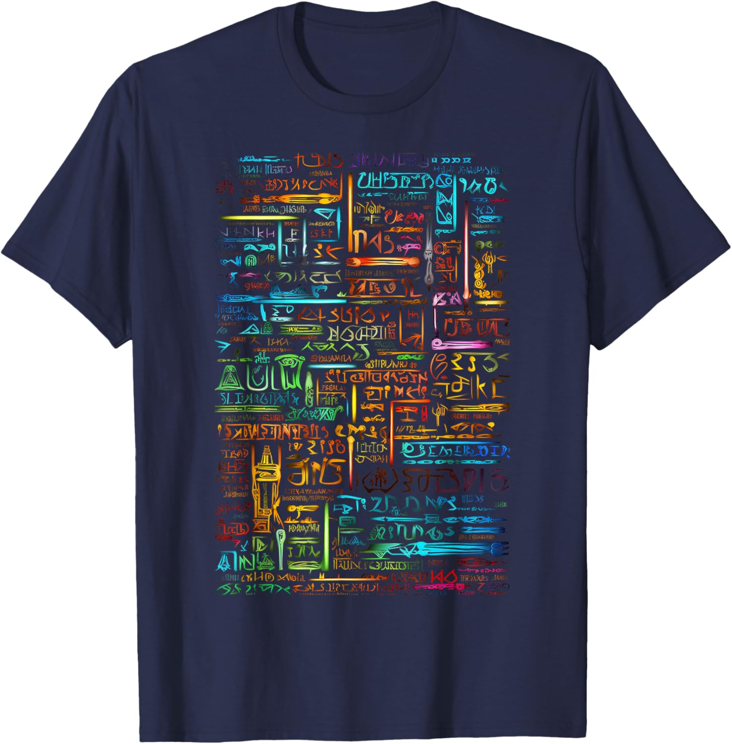 Colorful Art Graphic Motif Artwork T-Shirt - T-Shirt | Navy