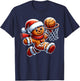 Gingerbread Man Playing Basketball Christmas Xmas Kids T-Shirt - T-Shirt | Navy