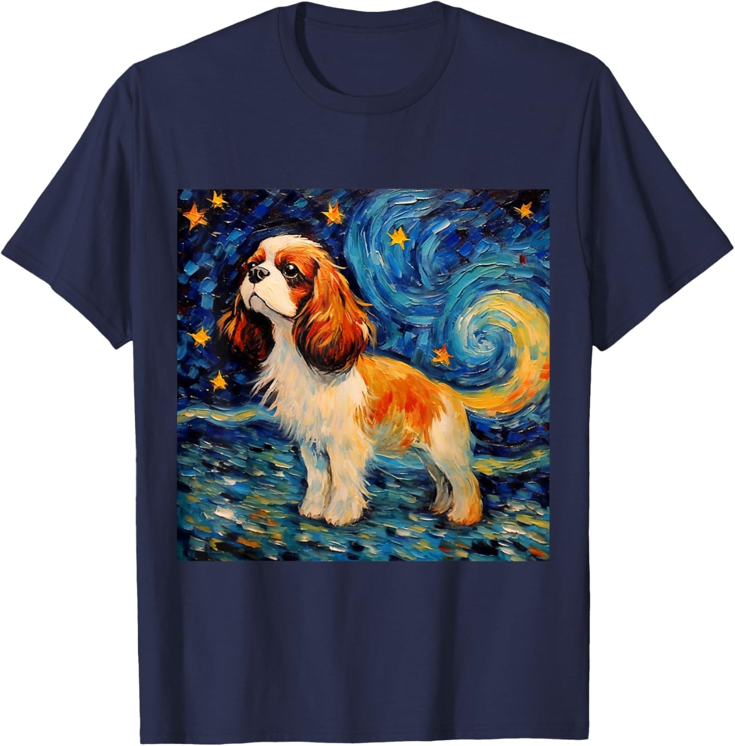 Cavalier King Charles Spaniel Starry Night T-Shirt - T-Shirt | Navy
