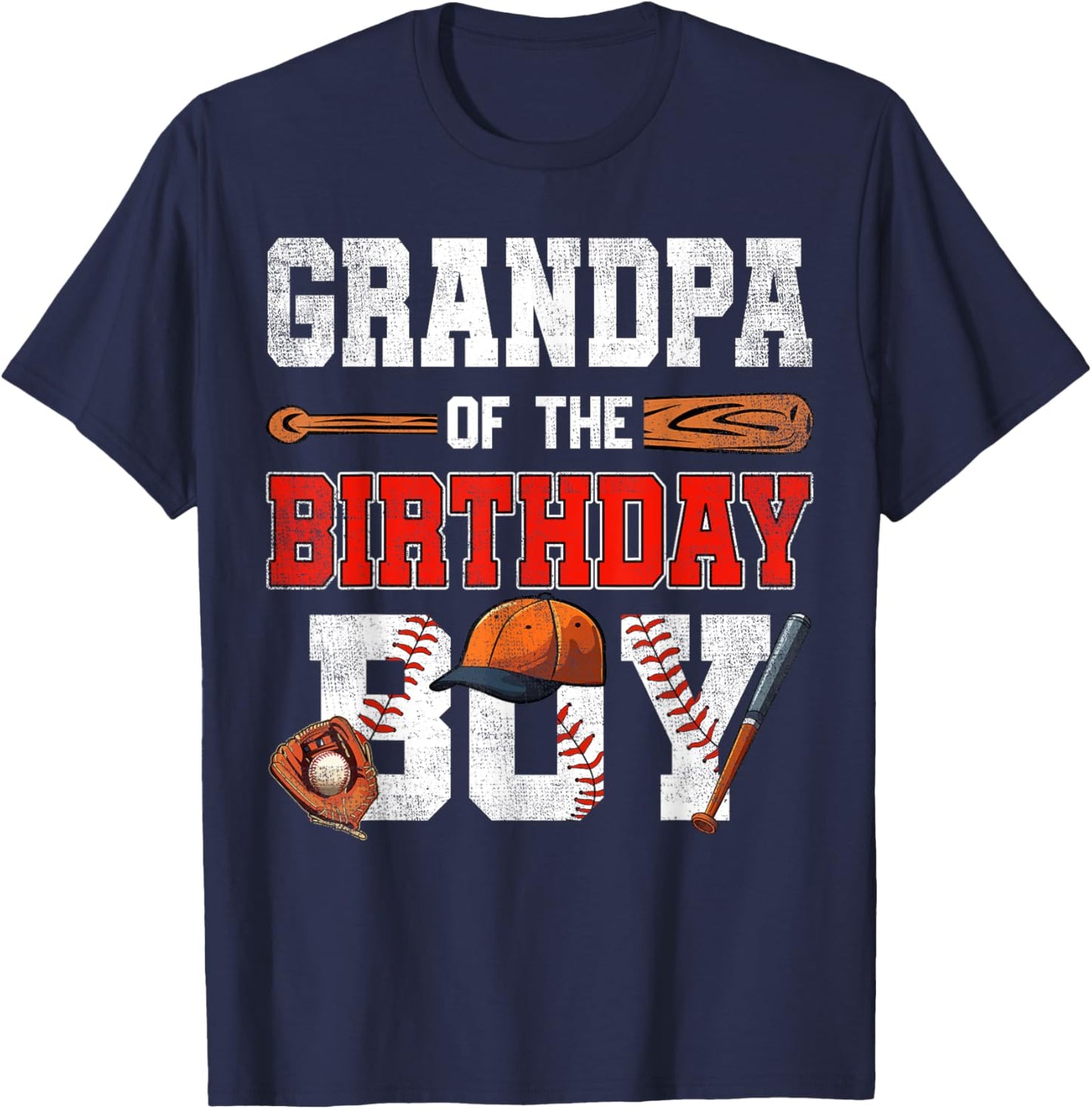 Grandpa Of The Birthday Boy Baseball Bday Family T-Shirt - T-Shirt | Navy
