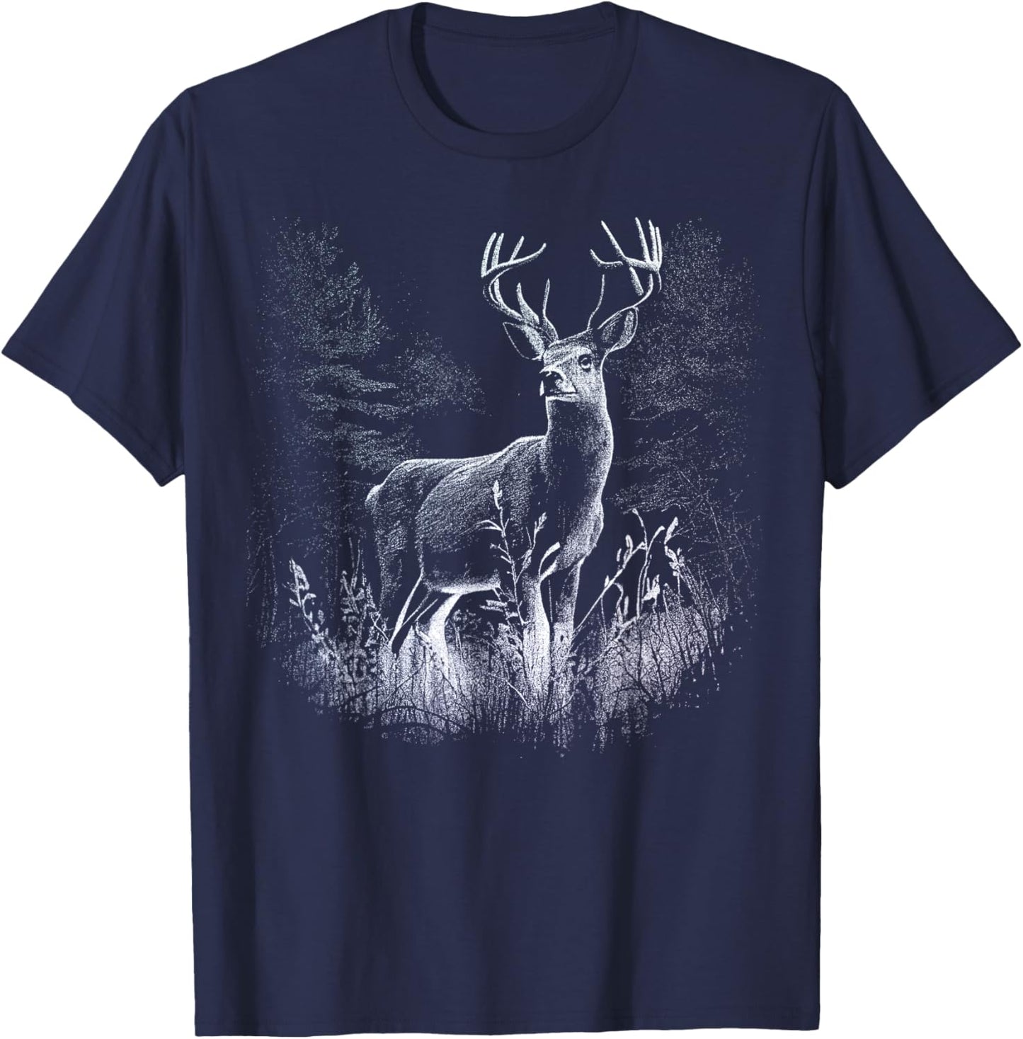 Deer Forest Nature Lover Deer Hunting Hunter T-Shirt - T-Shirt | Navy