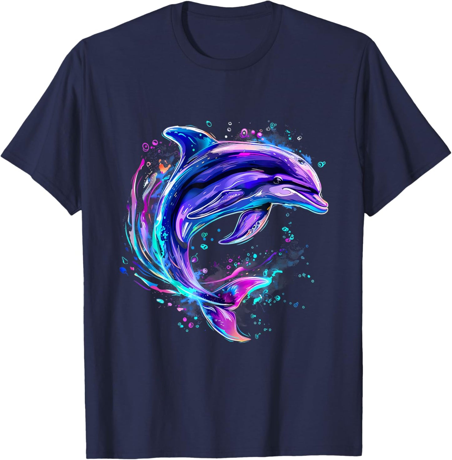 Dolphin Watercolor Sea Ocean Animal Ocean Sea Dolphin T-Shirt - T-Shirt | Navy