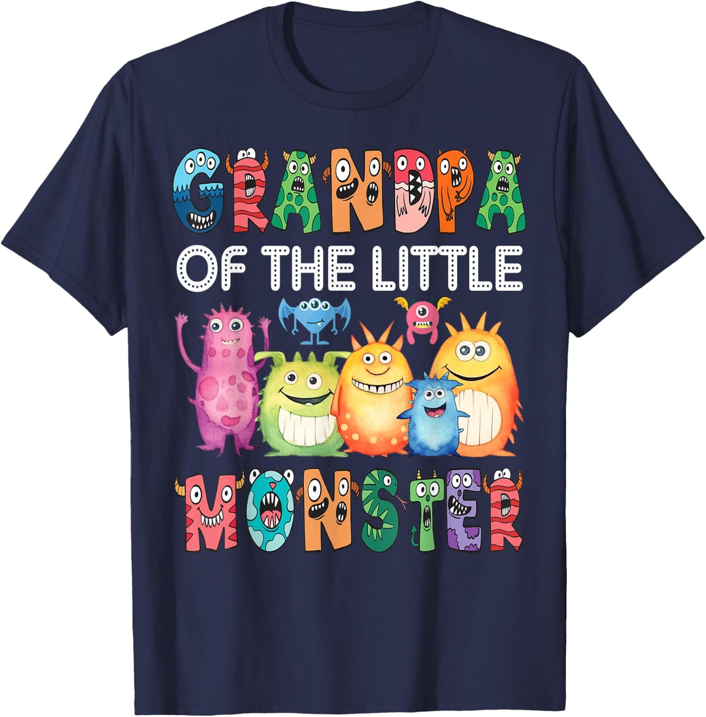 Grandpa Of The Little Monster Kids 1St Birthday Party T-Shirt - T-Shirt | Navy