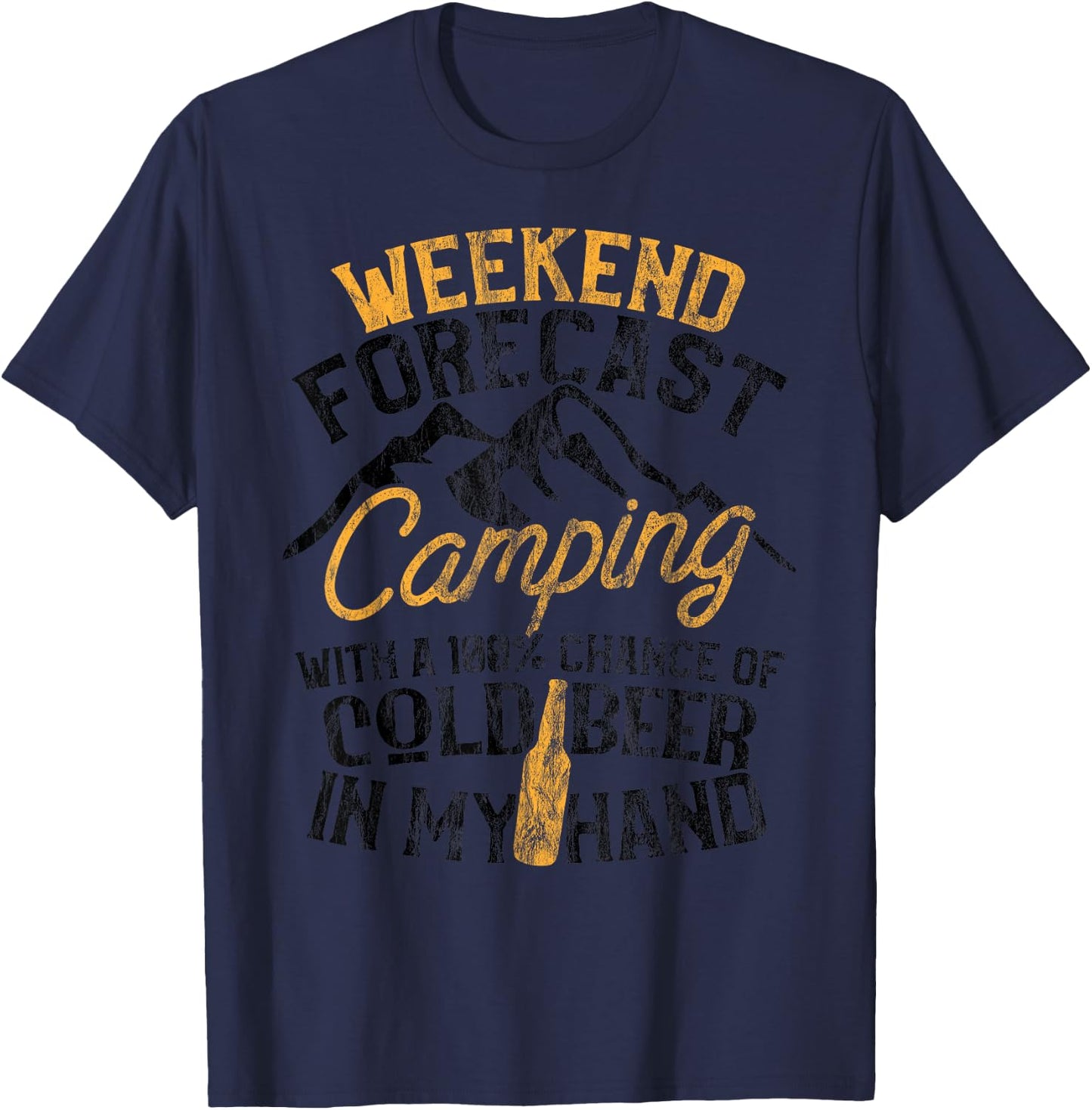 Funny Camping Weekend Forecast 100% Chance Beer T-Shirt - T-Shirt | Navy
