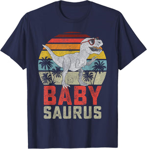 Babysaurus T Rex Dinosaur Baby Saurus Family Matching T-Shirt - T-Shirt | Navy