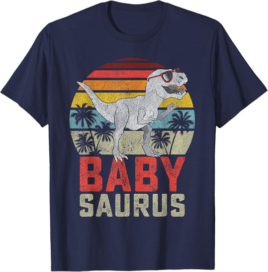 Babysaurus T Rex Dinosaur Baby Saurus Family Matching T-Shirt - T-Shirt | Navy