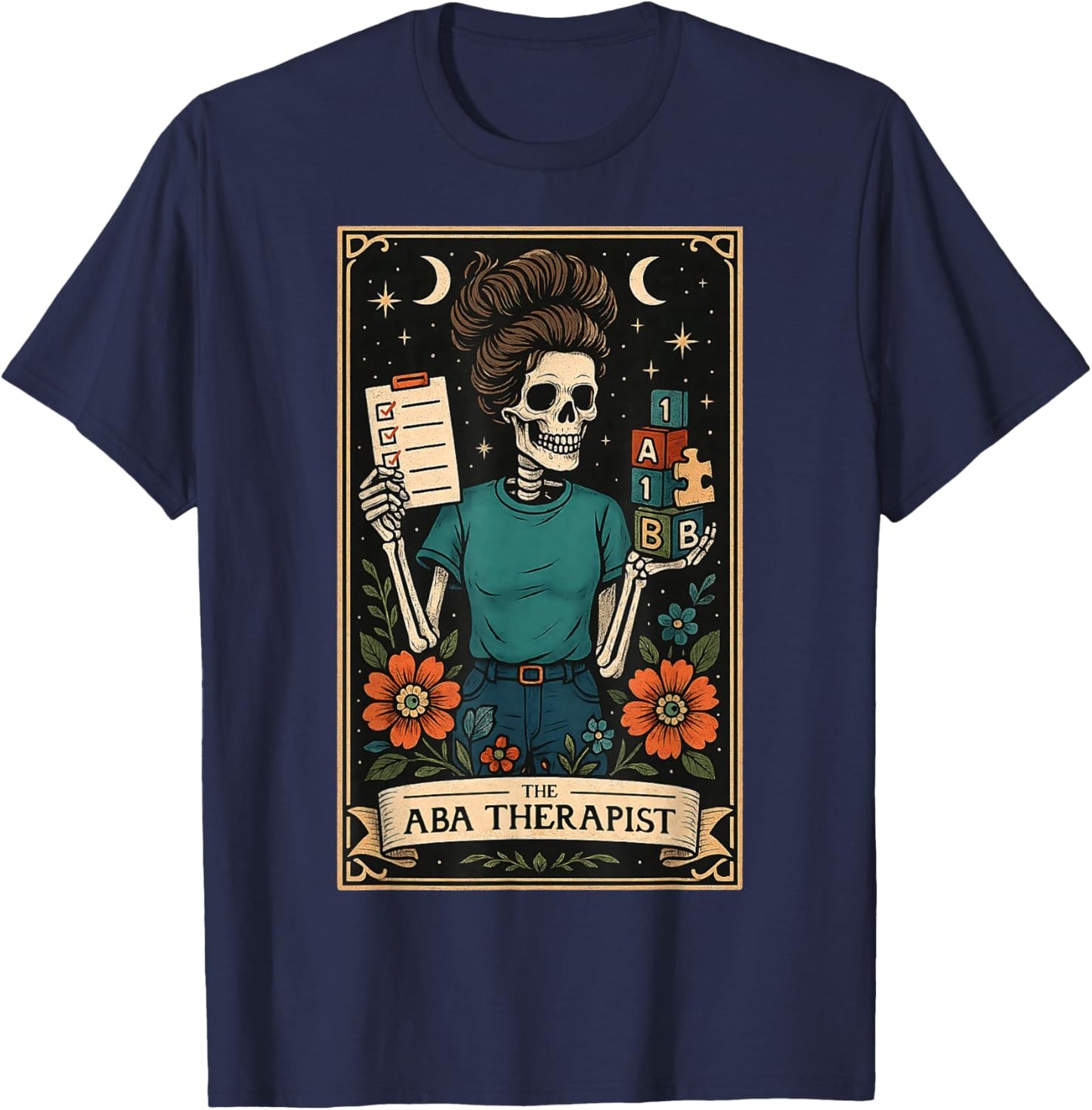 The ABA Therapist Behavior Analyst Behavior Analysis Tarot T-Shirt - T-Shirt | Navy