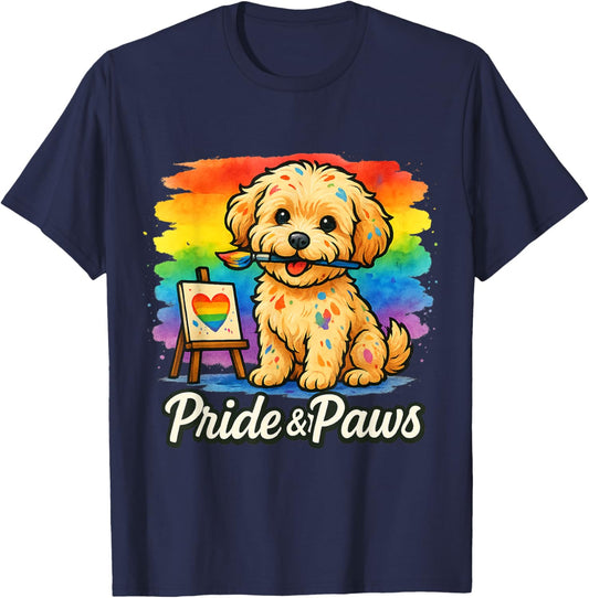 Colorful Pride Maltipoo Rainbow Art Dog Design T-Shirt - T-Shirt | Navy