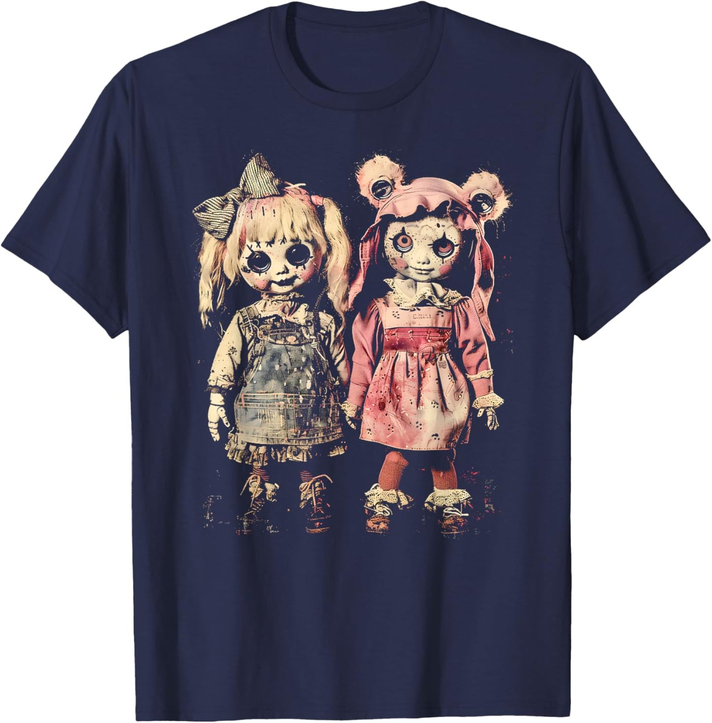 Creepy Doll Haunted Toy Horror Pastel Goth Alt Scary Dolls T-Shirt - T-Shirt | Navy
