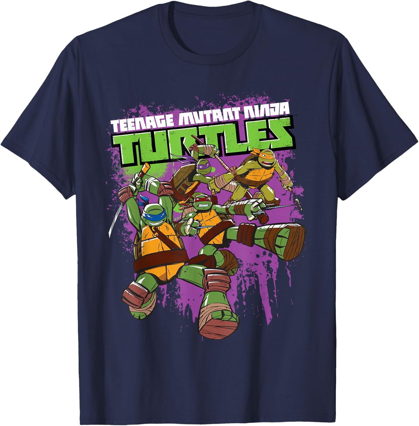 Teenage Mutant Ninja Turtles Purple Splatter T-Shirt - T-Shirt | Navy