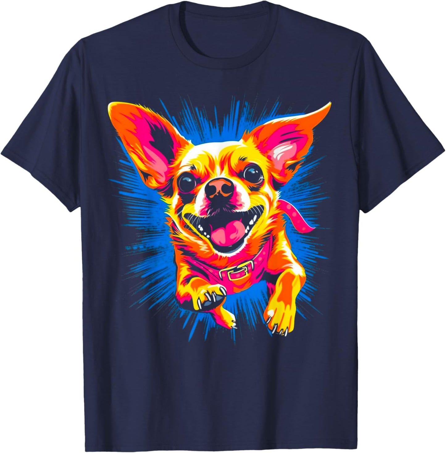 Happy Chihuahua Dog Men Women T-Shirt - T-Shirt | Navy