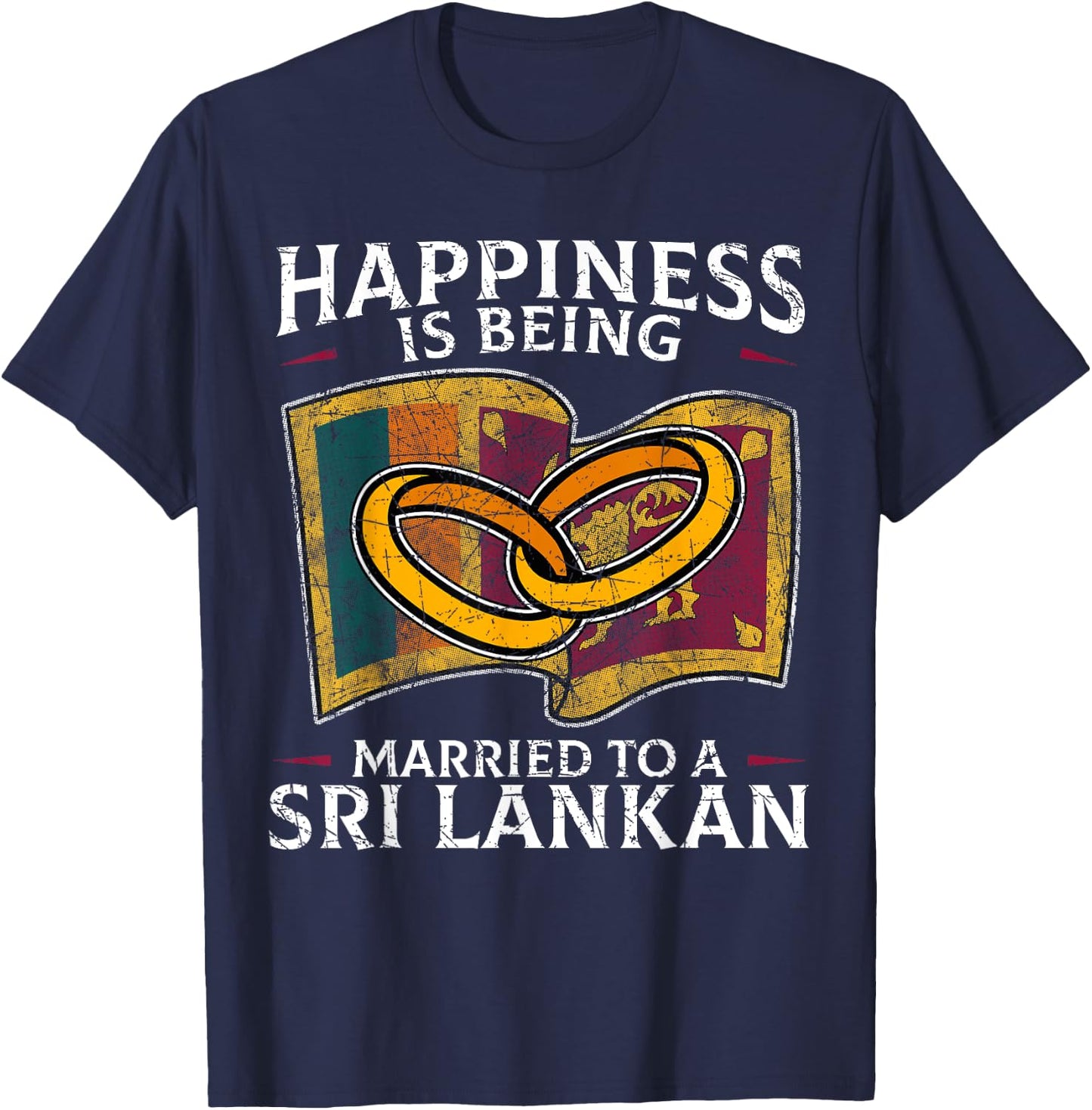 Sri Lankan Wedding Sri Lanka Heritage Roots Flag Married T-Shirt - T-Shirt | Navy