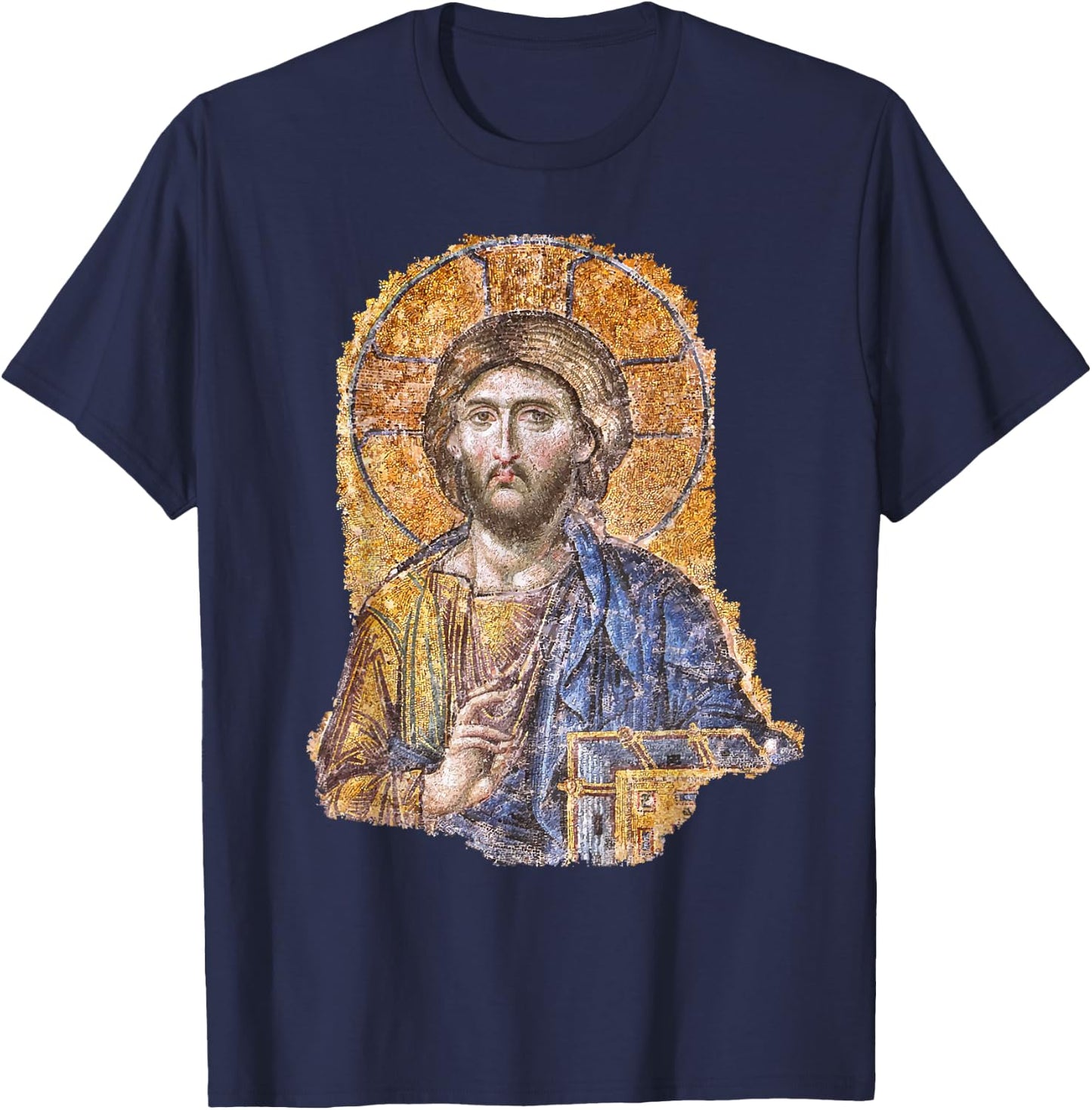 Christ Pantocrator Icon Hagia Sophia Catholic T-Shirt - T-Shirt | Navy