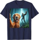 Golden retriever Selfie with bigfoot sasquatch T-Shirt - T-Shirt | Navy
