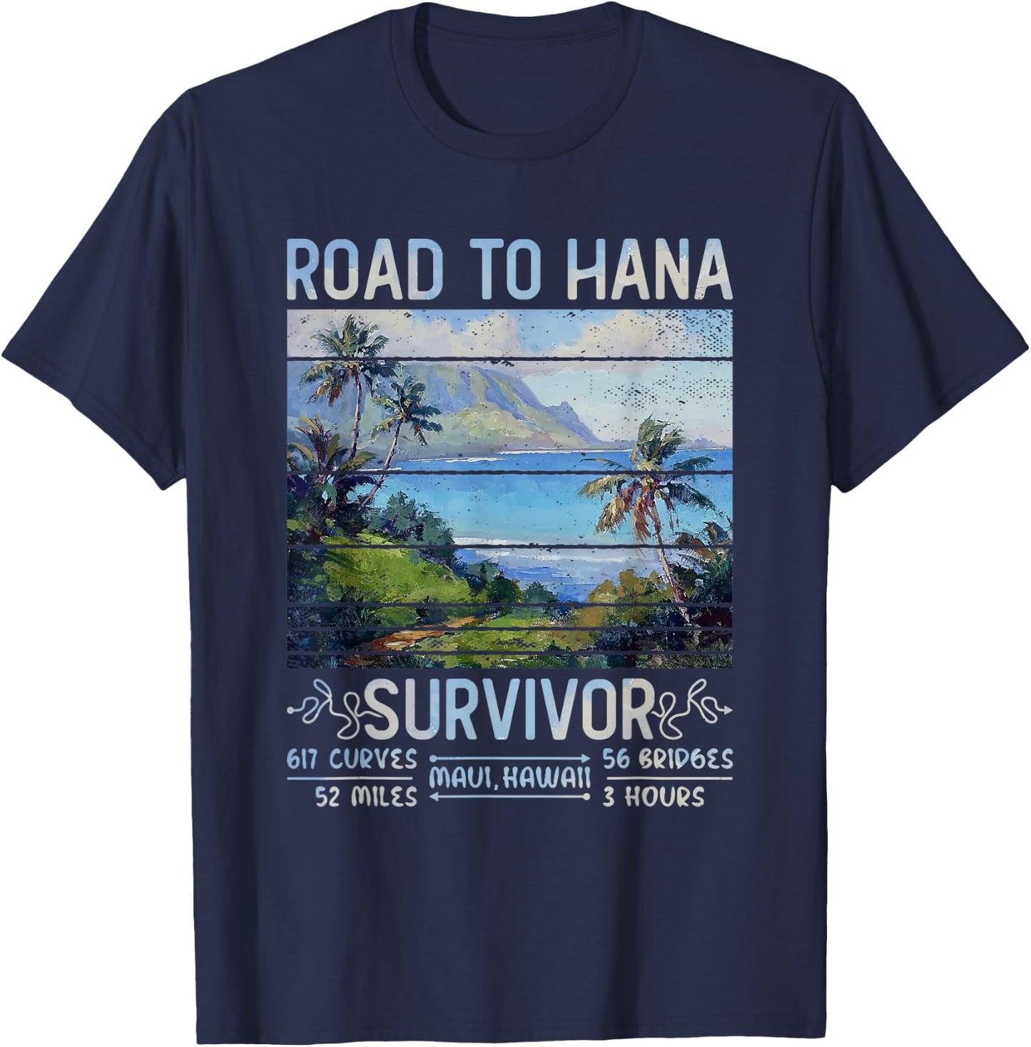 RJC Road to Hana Survivor Maui Hawaii Trip Adventure T-Shirt - T-Shirt | Navy