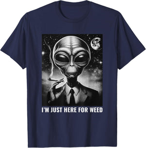 Weed Stoner Funny Alien 420 Joint Marijuana Cannabis T-Shirt - T-Shirt | Navy