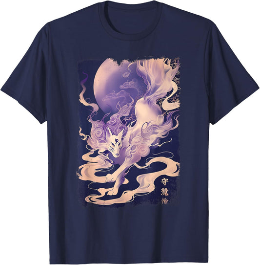 Japanese Kanji Fox Kitsune T-Shirt - T-Shirt | Navy