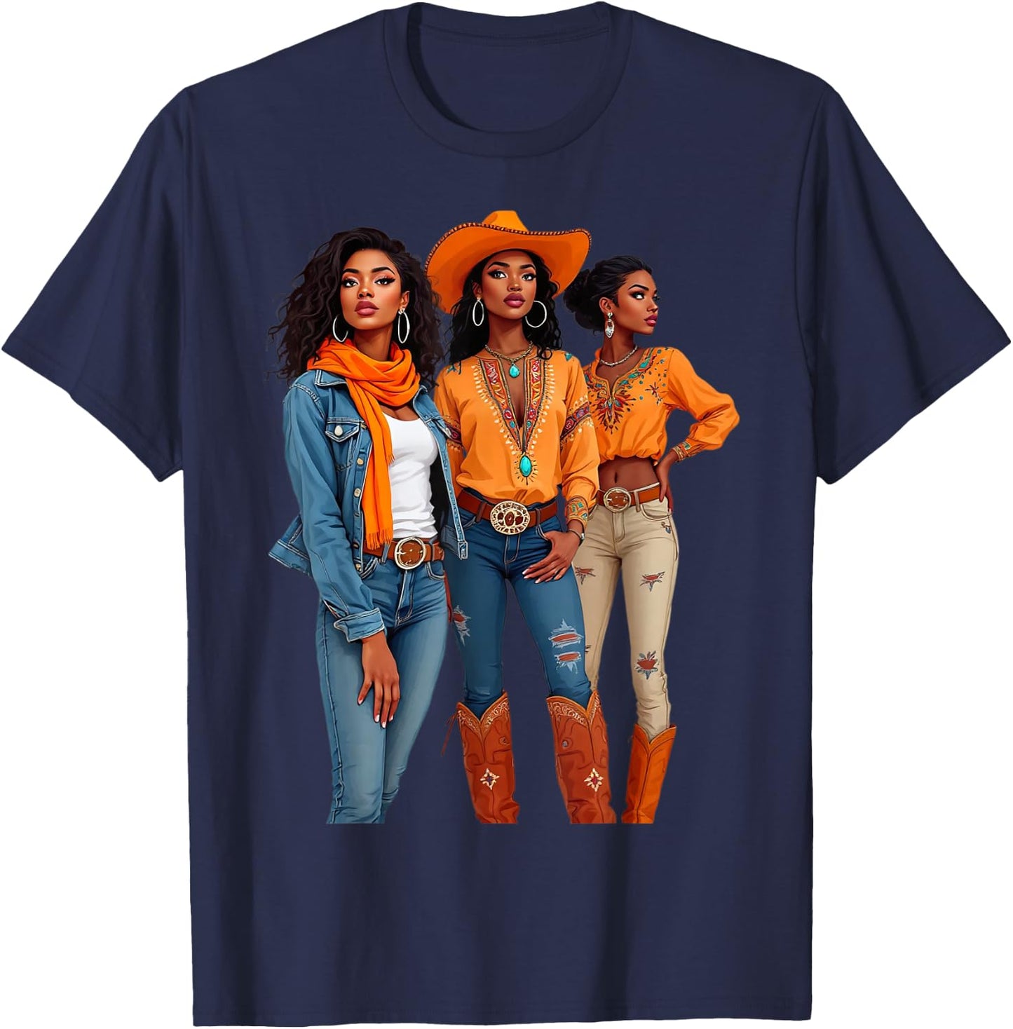 Black Cowgirl Vibes Melanin Black History Texas T-Shirt - T-Shirt | Navy