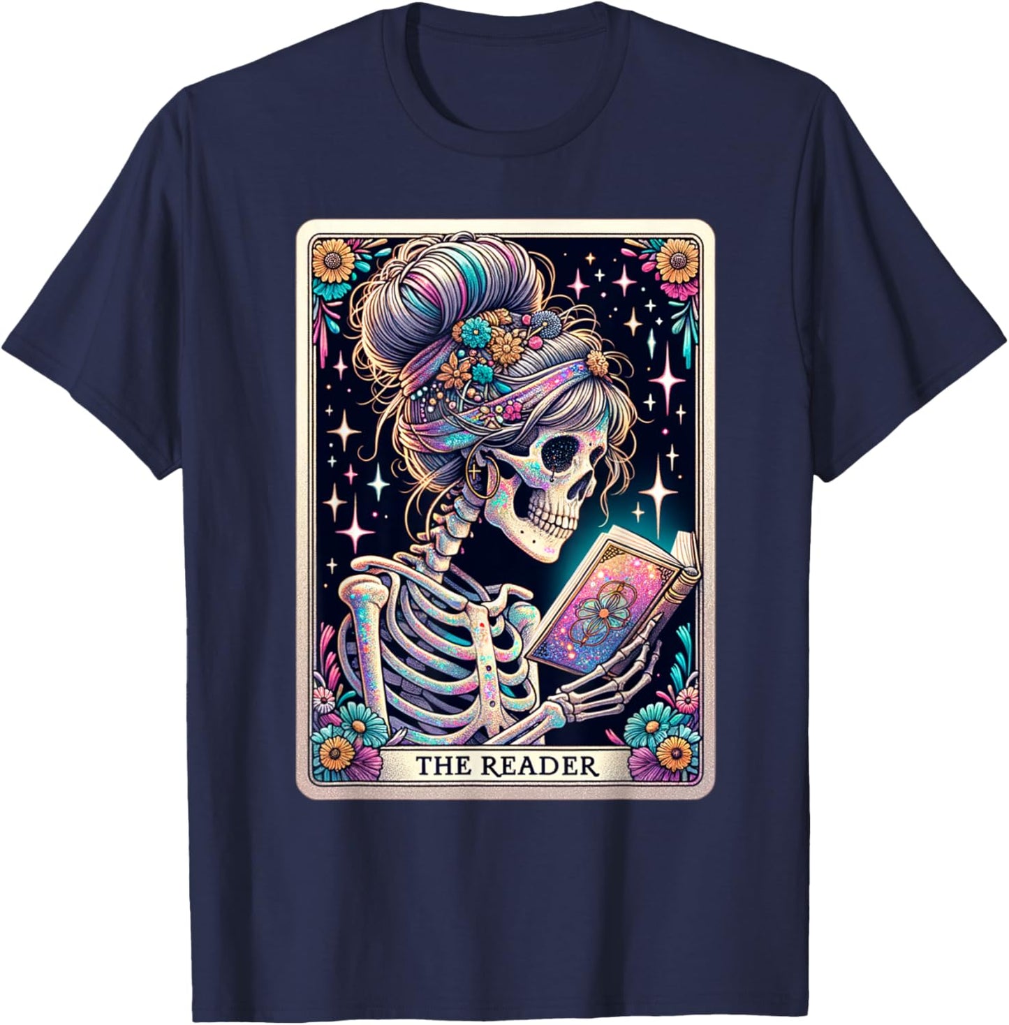 The Reader Funny Tarot Card Women Book Lover Librarian Read T-Shirt - T-Shirt | Navy
